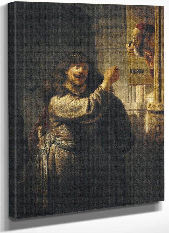 Samson Threatening His Father In Law By Rembrandt Fine Art Print