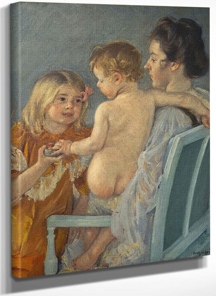 Sara Handing A Toy To The Baby By Mary Cassatt Fine Art Print