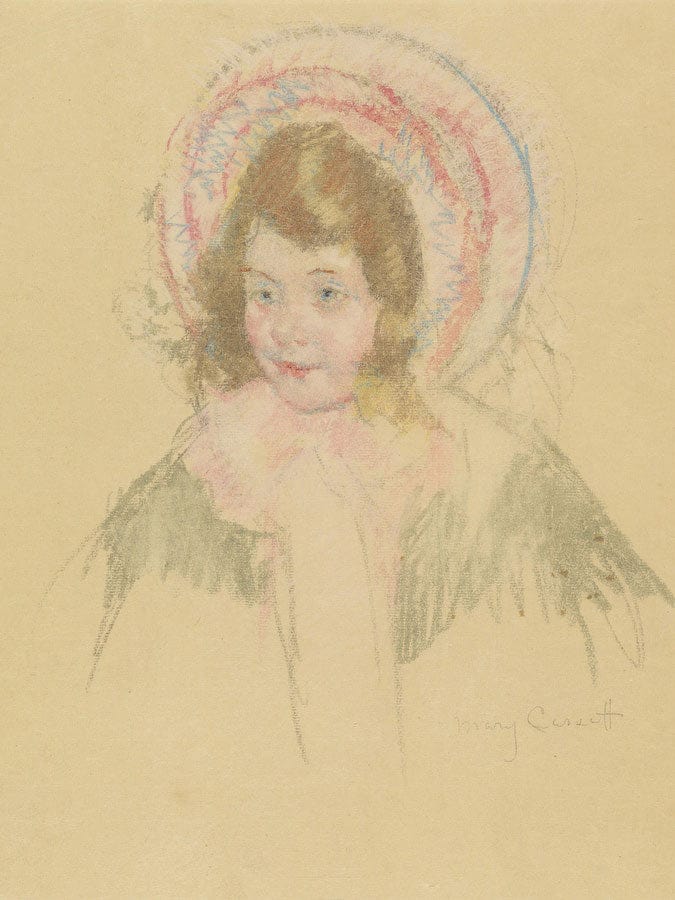 Sara Wearing A Bonnet And Coat By Mary Cassatt Fine Art Print
