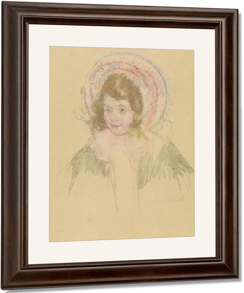 Sara Wearing A Bonnet And Coat By Mary Cassatt Fine Art Print