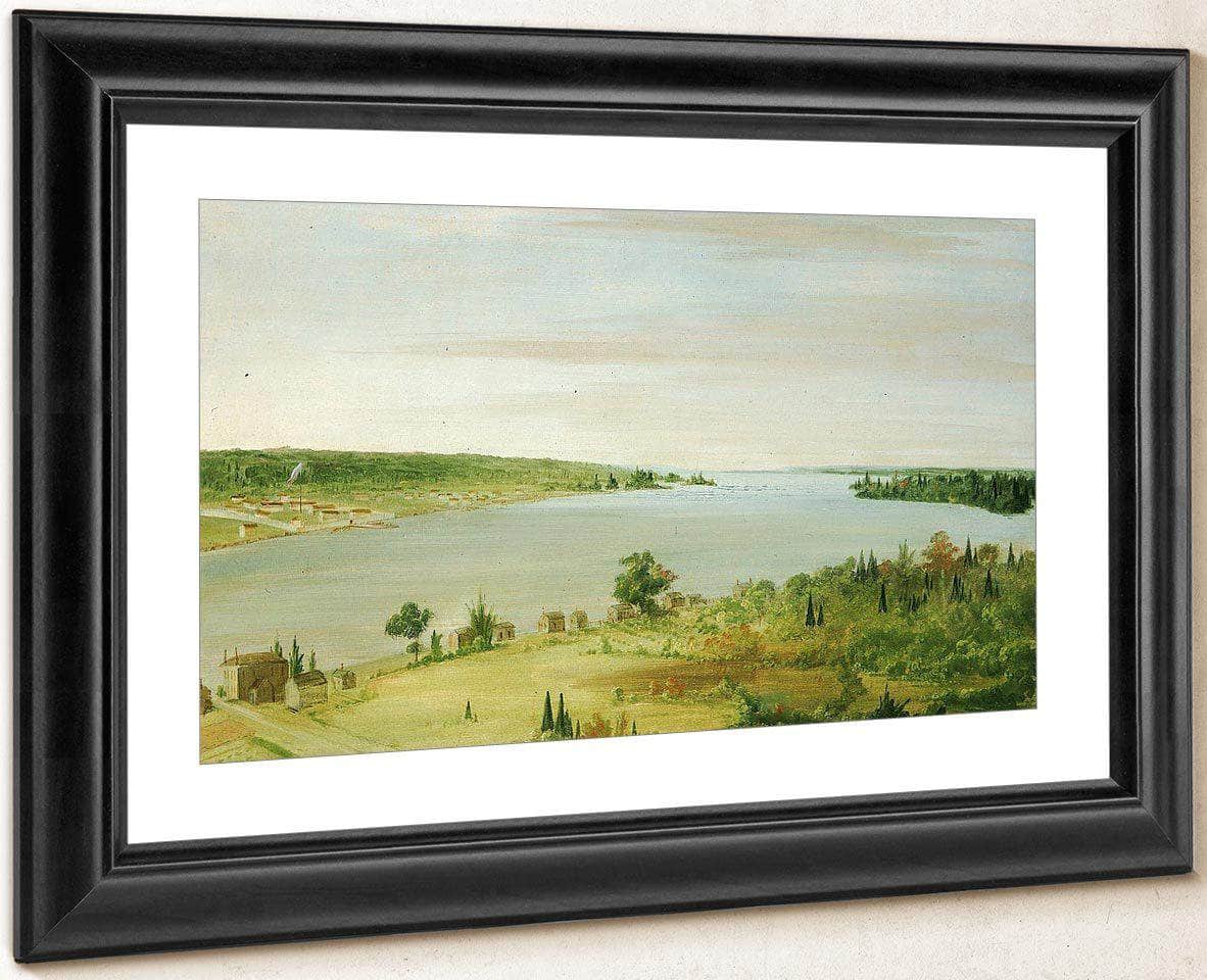 Sault Ste. Marie, Showing The United States Garrison In The Distance By George Catlin Fine Art Print