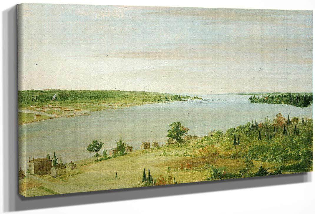 Sault Ste. Marie, Showing The United States Garrison In The Distance By George Catlin Fine Art Print