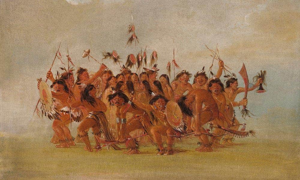 Scalp Dance, Mouth Of The Teton River By George Catlin Fine Art Print