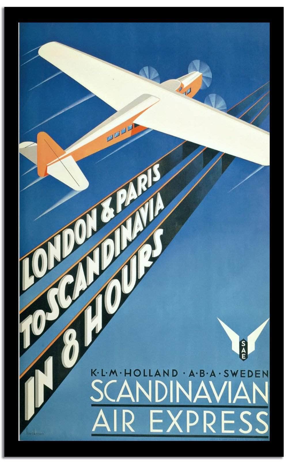 Scandinavian Air Express  Vintage Poster Fine Art Print