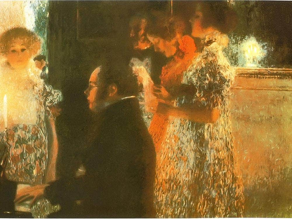 Schubert At Piano By Gustav Klimt Fine Art Print