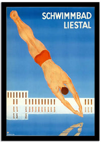 Schwimmbad Liestal Vintage Travel Poster Fine Art Print