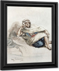 Seated Arab (W C On Paper) By Ferdinand Victor Eugene Delacroix Fine Art Print