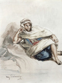 Seated Arab (W C On Paper) By Ferdinand Victor Eugene Delacroix Fine Art Print