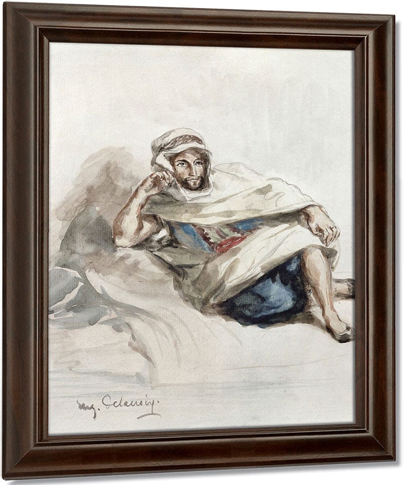 Seated Arab (W C On Paper) By Ferdinand Victor Eugene Delacroix Fine Art Print