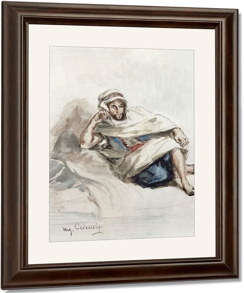 Seated Arab (W C On Paper) By Ferdinand Victor Eugene Delacroix Fine Art Print