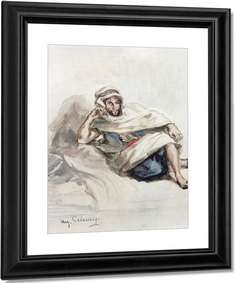 Seated Arab (W C On Paper) By Ferdinand Victor Eugene Delacroix Fine Art Print