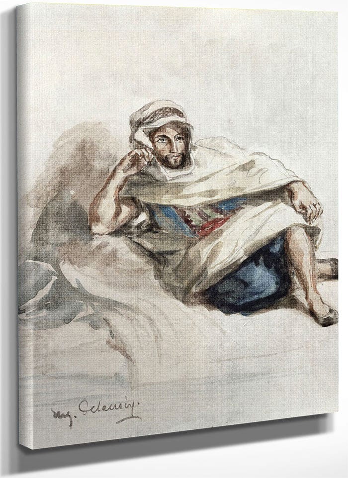 Seated Arab (W C On Paper) By Ferdinand Victor Eugene Delacroix Fine Art Print