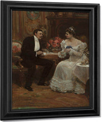 Seated Couple Having Tea 1898 By Alice Barber Stephens Fine Art Print