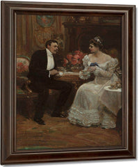 Seated Couple Having Tea 1898 By Alice Barber Stephens Fine Art Print
