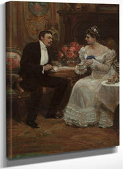 Seated Couple Having Tea 1898 By Alice Barber Stephens Fine Art Print