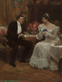 Seated Couple Having Tea 1898 By Alice Barber Stephens Fine Art Print