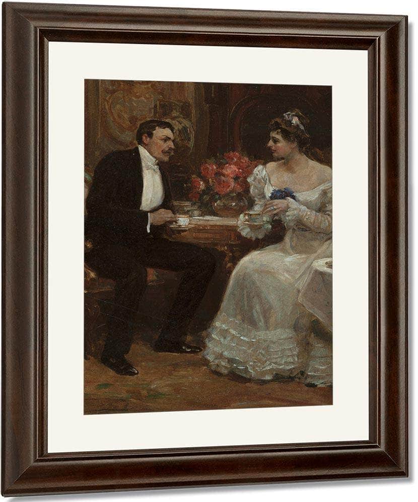 Seated Couple Having Tea 1898 By Alice Barber Stephens Fine Art Print