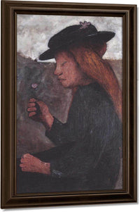 Seated Girl With Black Hat And Flower In Her Hand By Paula Modersohn Becker Fine Art Print