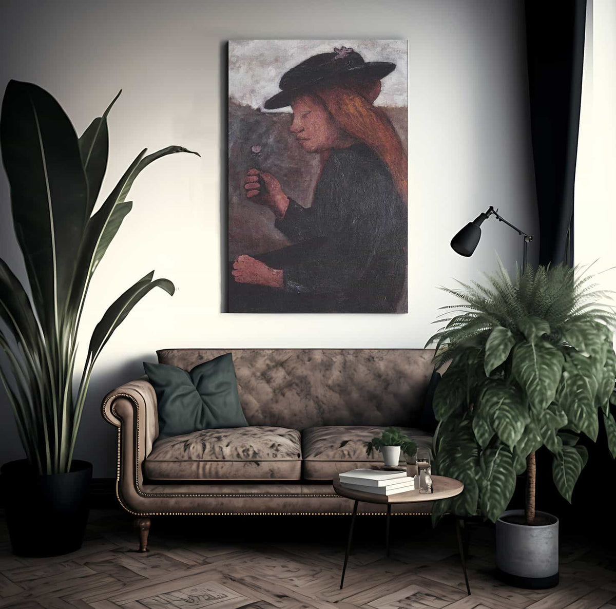 Seated Girl With Black Hat And Flower In Her Hand By Paula Modersohn Becker Fine Art Print