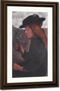Seated Girl With Black Hat And Flower In Her Hand By Paula Modersohn Becker Fine Art Print