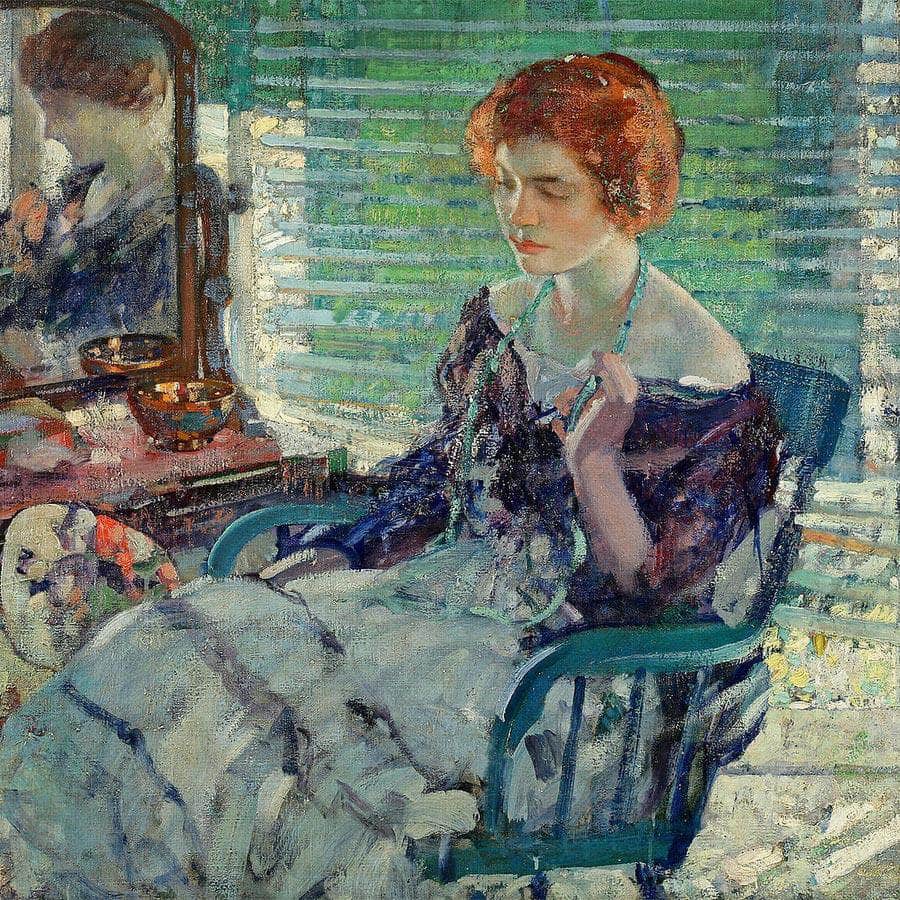 Seated Lady With Red Hair By Richard Edward Miller Fine Art Print