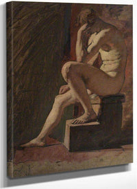 Seated Male Nude, Head Resting Against Hand, Left Foot Resting On Block By William Etty Fine Art Print
