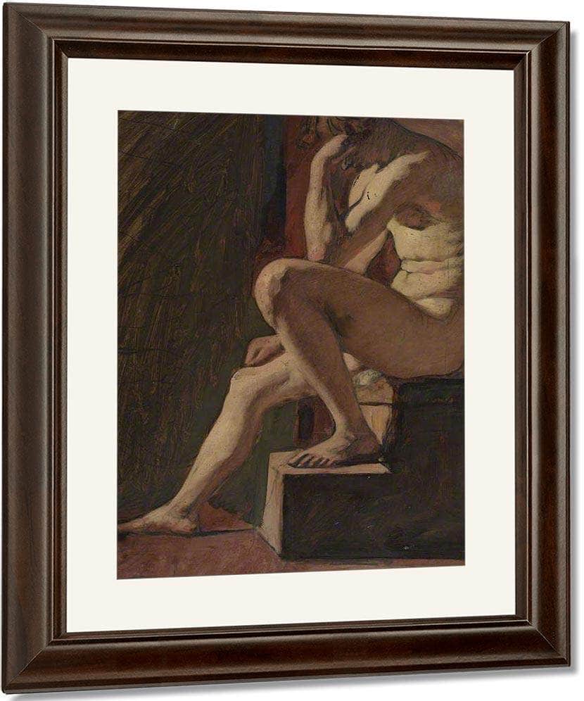 Seated Male Nude, Head Resting Against Hand, Left Foot Resting On Block By William Etty Fine Art Print