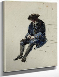 Seated Naval Pensioner. Verso Indecipherable Sketch By David Cox Fine Art Print