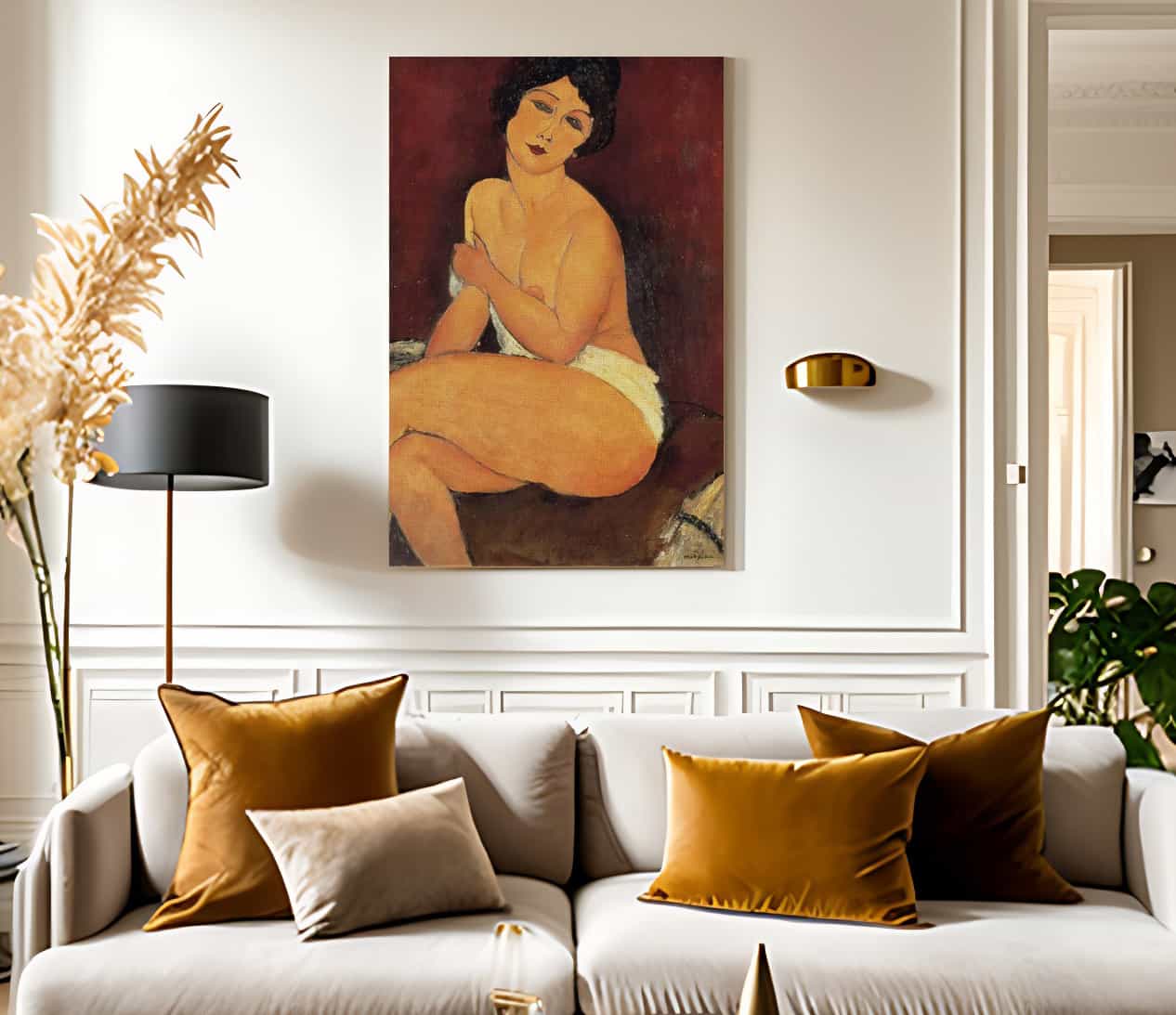 Seated Nude On Divan 1917 By Amedeo Modigliani Fine Art Print