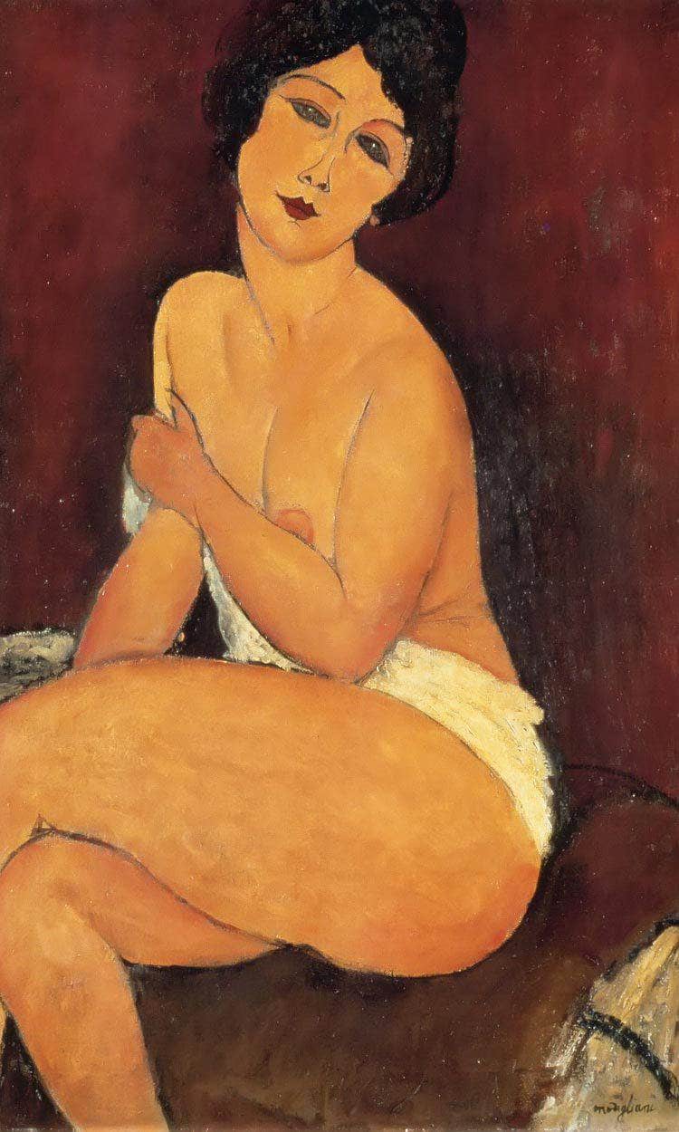 Seated Nude On Divan 1917 By Amedeo Modigliani Fine Art Print