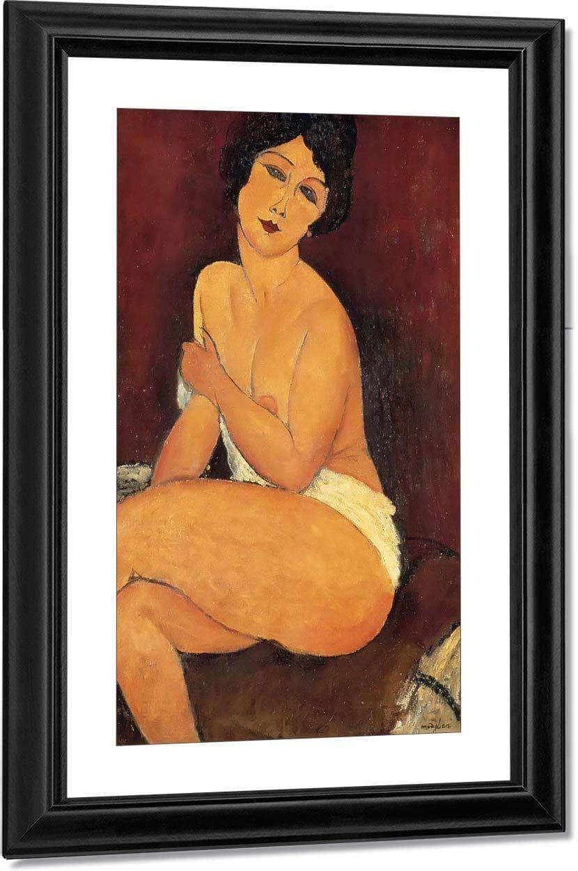 Seated Nude On Divan 1917 By Amedeo Modigliani Fine Art Print