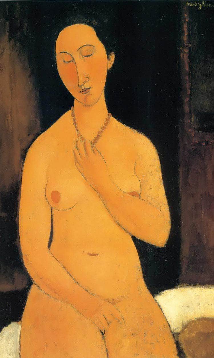Seated Nude With Necklace 1917 By Amedeo Modigliani Fine Art Print