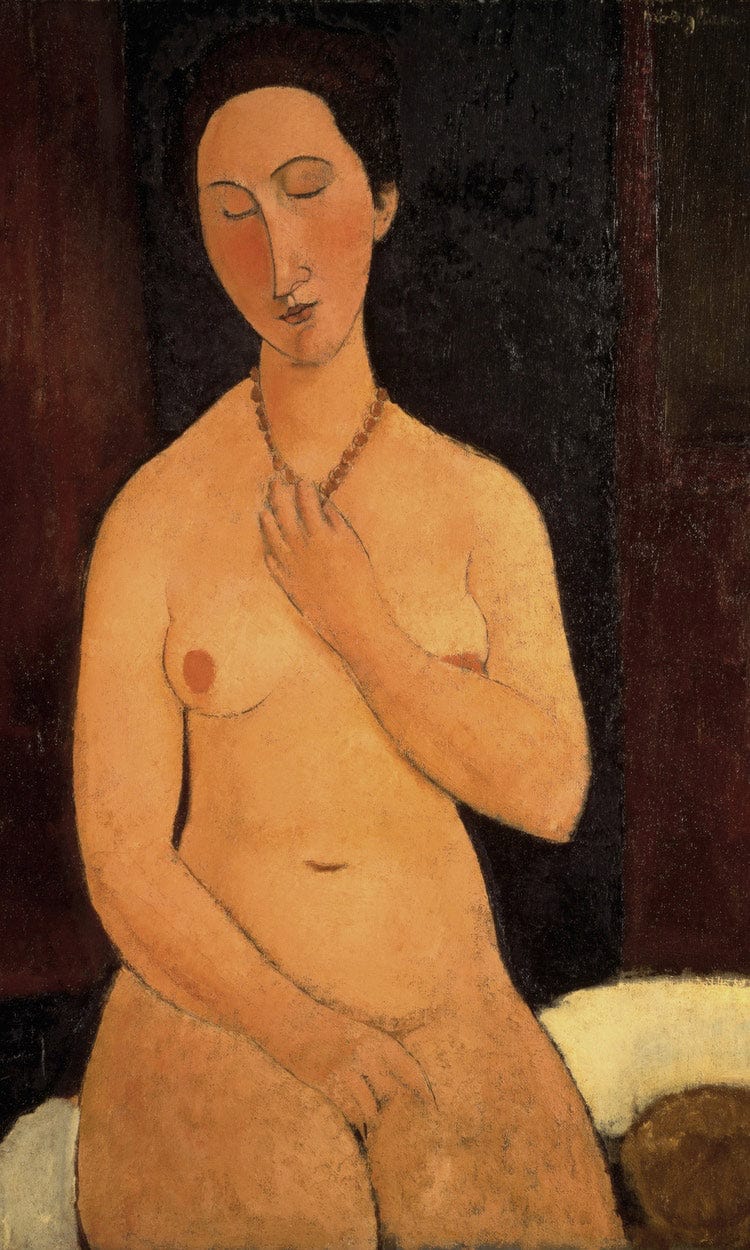 Seated Nude With Necklace By Amedeo Modigliani Fine Art Print