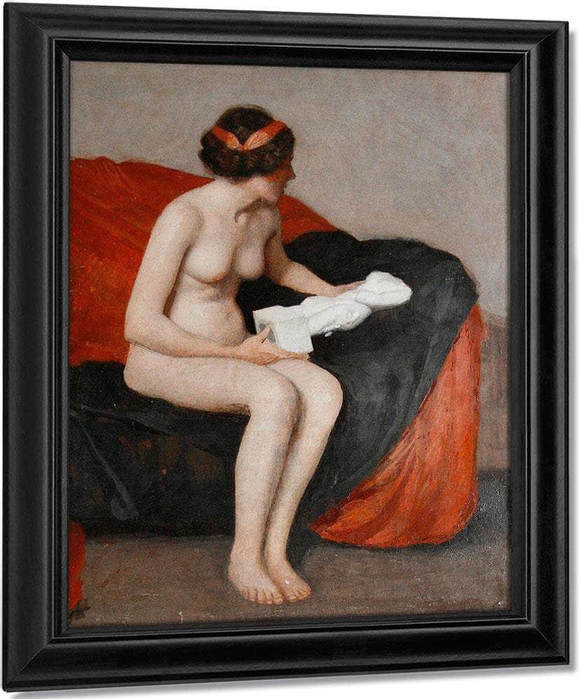 Seated Nude With Sculpture By William Mcgregor Paxton Fine Art Print