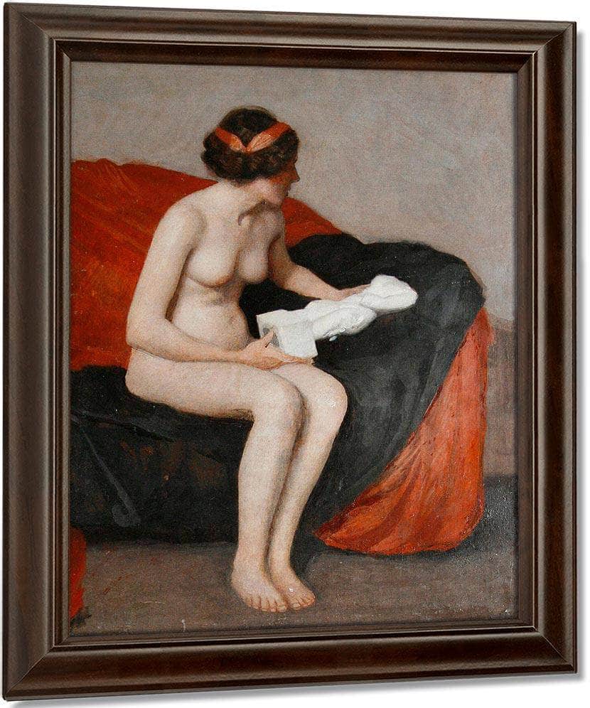 Seated Nude With Sculpture By William Mcgregor Paxton Fine Art Print