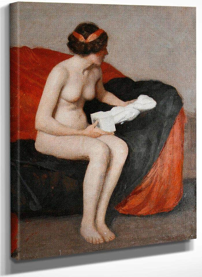 Seated Nude With Sculpture By William Mcgregor Paxton Fine Art Print