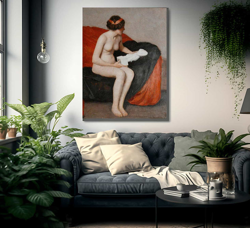 Seated Nude With Sculpture By William Mcgregor Paxton Fine Art Print