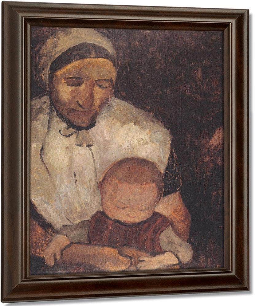 Seated Peasant Woman With Child On Her Lap By Paula Modersohn Becker Fine Art Print