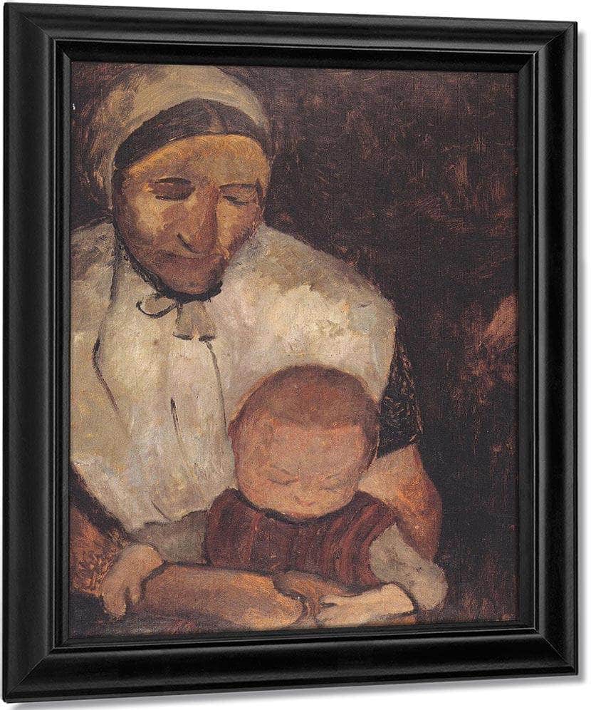 Seated Peasant Woman With Child On Her Lap By Paula Modersohn Becker Fine Art Print