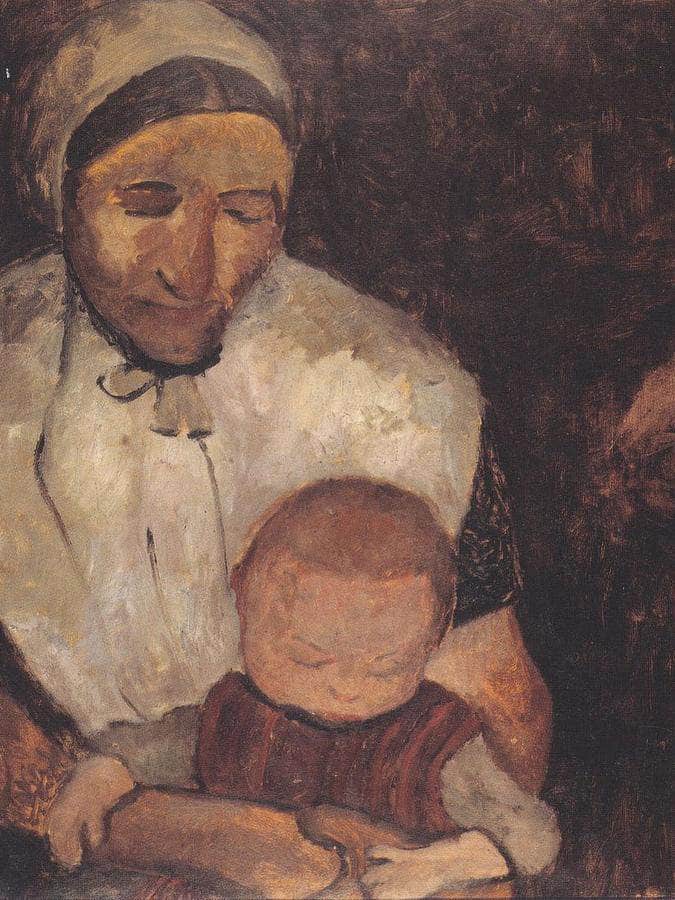 Seated Peasant Woman With Child On Her Lap By Paula Modersohn Becker Fine Art Print