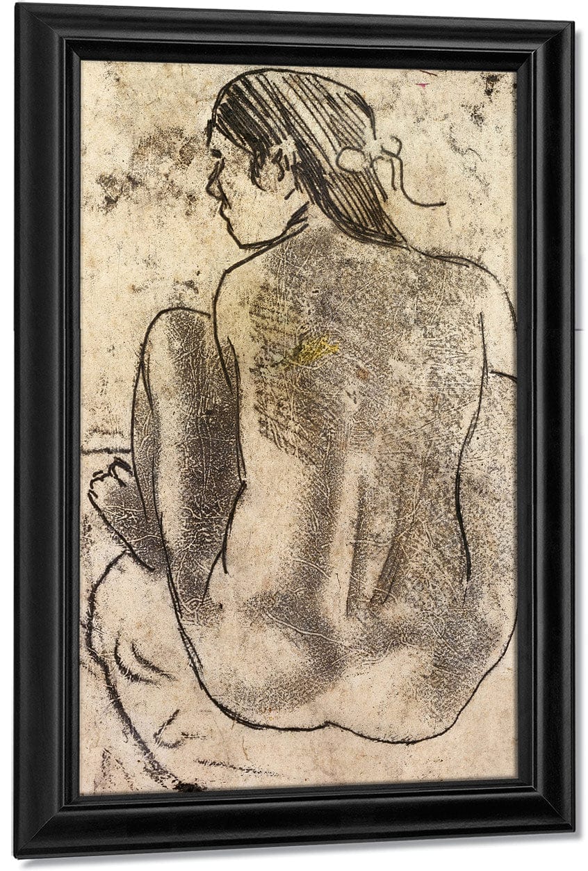 Seated Tahitian Nude From The Back By Eugene Henri Paul Gauguin Fine Art Print