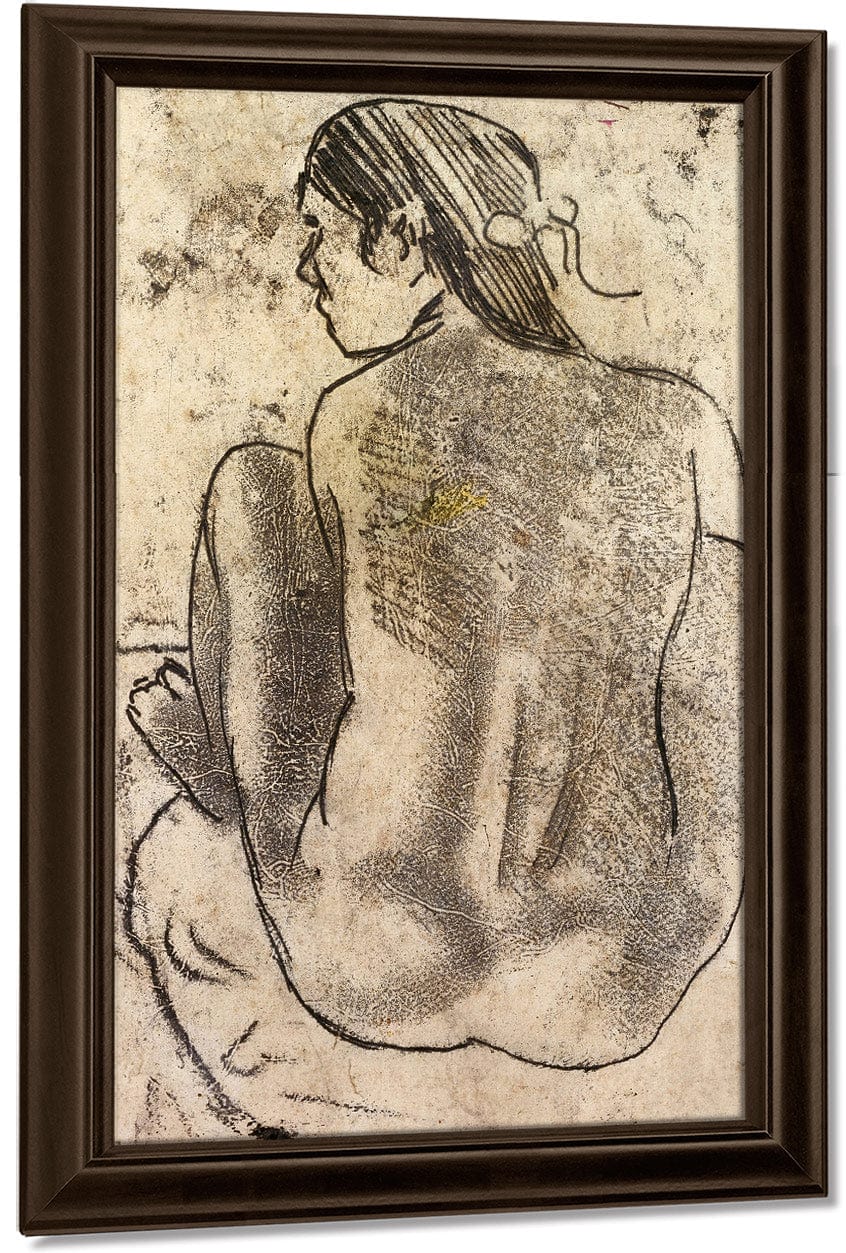 Seated Tahitian Nude From The Back By Eugene Henri Paul Gauguin Fine Art Print