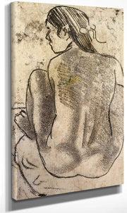 Seated Tahitian Nude From The Back By Eugene Henri Paul Gauguin Fine Art Print