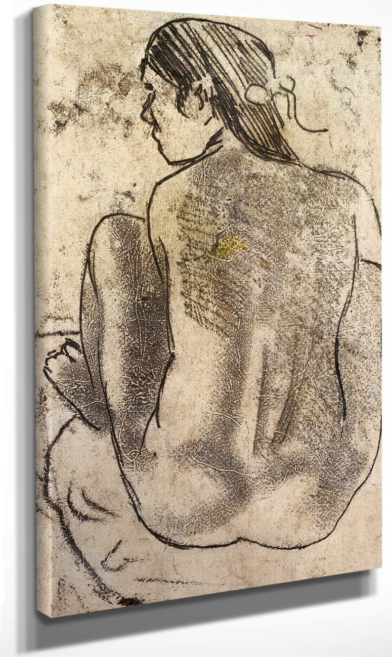 Seated Tahitian Nude From The Back By Eugene Henri Paul Gauguin Fine Art Print