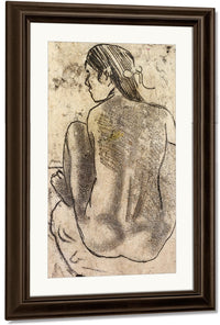 Seated Tahitian Nude From The Back By Eugene Henri Paul Gauguin Fine Art Print