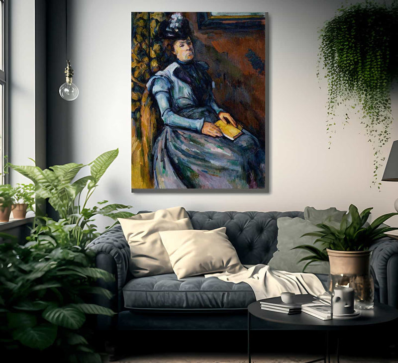 Seated Woman In Blue By Cezanne Paul Fine Art Print