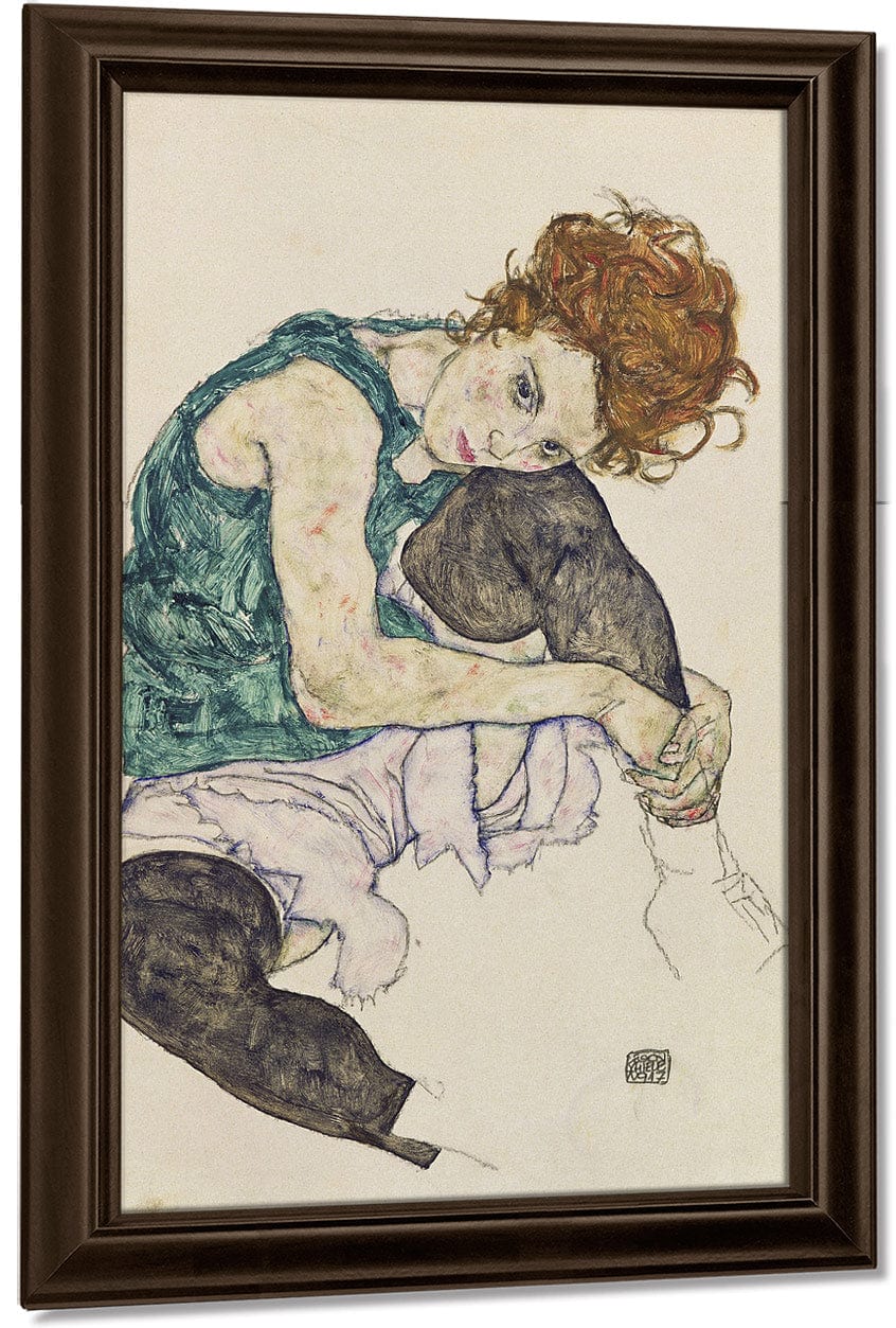 Seated Woman With Bent Knee By Egon Schiele Fine Art Print