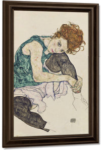 Seated Woman With Bent Knee By Egon Schiele Fine Art Print