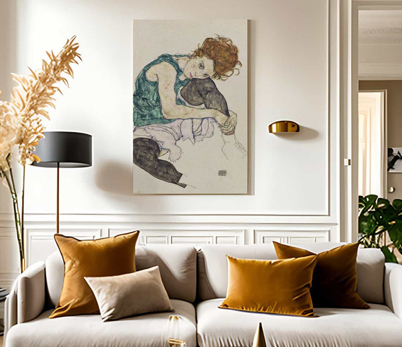 Seated Woman With Bent Knee By Egon Schiele Fine Art Print