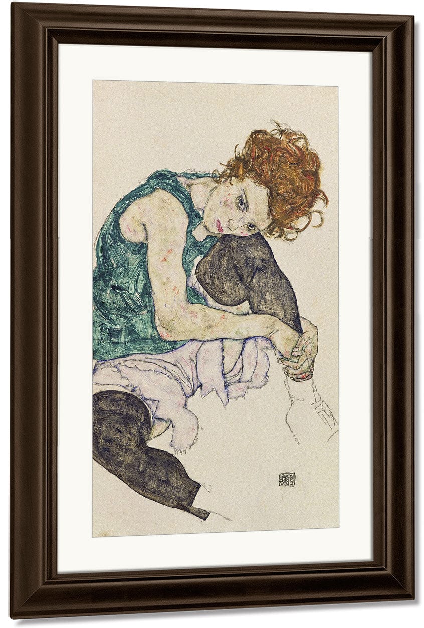 Seated Woman With Bent Knee By Egon Schiele Fine Art Print